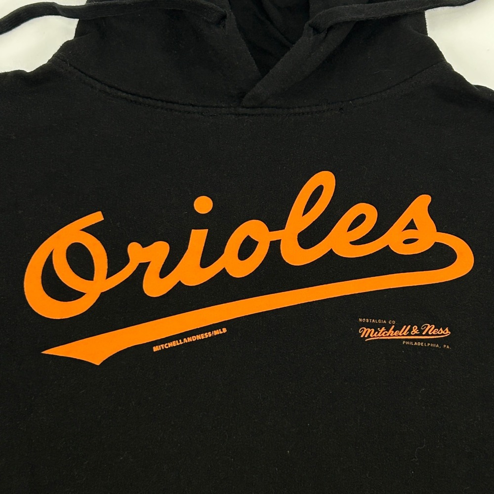 Baltimore Orioles Mitchell & Ness Hoodie Women M Black Graphic Logo Sweatshirt